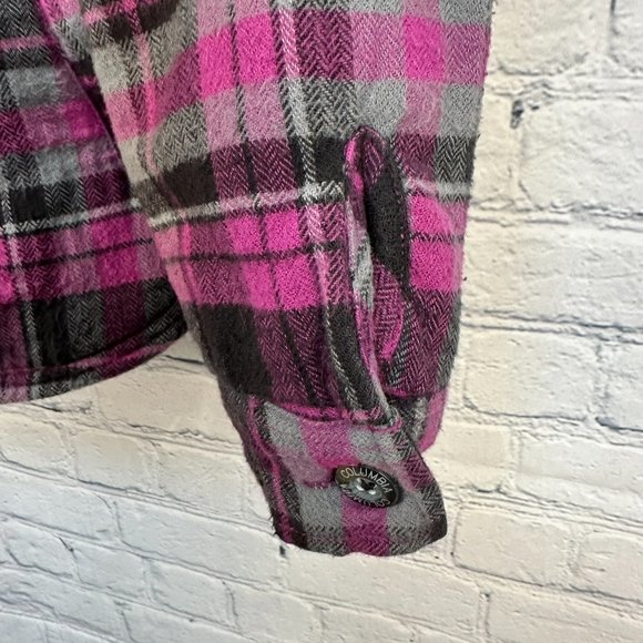 Columbia Women's Button Down Plaid Shacket Shirt Jacket, Size Large,‎ Magenta - Picture 6 of 10